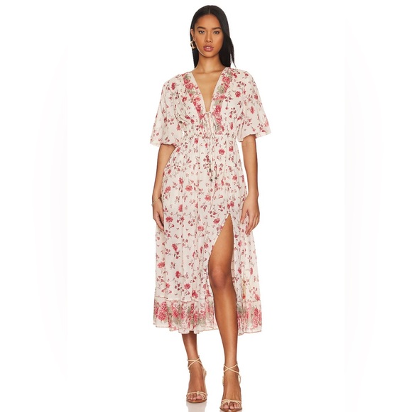 FREE PEOPLE Print LYSETTE Peasant Maxi Dress NWT S - Picture 2 of 9